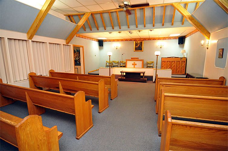 A chapel inside Cunningham Parker & Johnson Funeral in WV