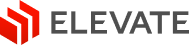 Elevate logo with red three-bar geometric symbol and gray uppercase text on white background