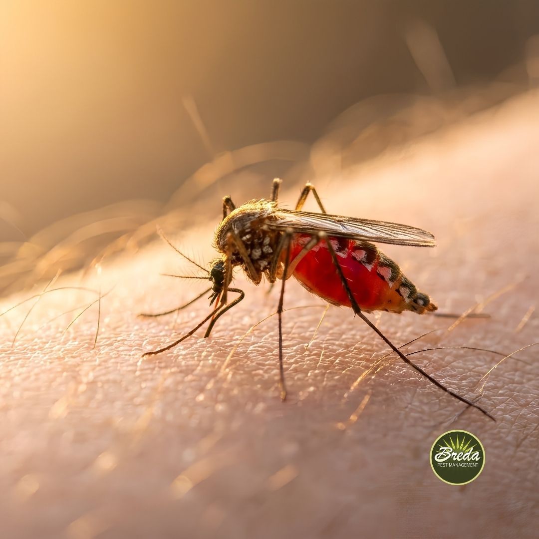 close up image of a mosquito biting someone's arm backyard mosquito control in Grayson GA