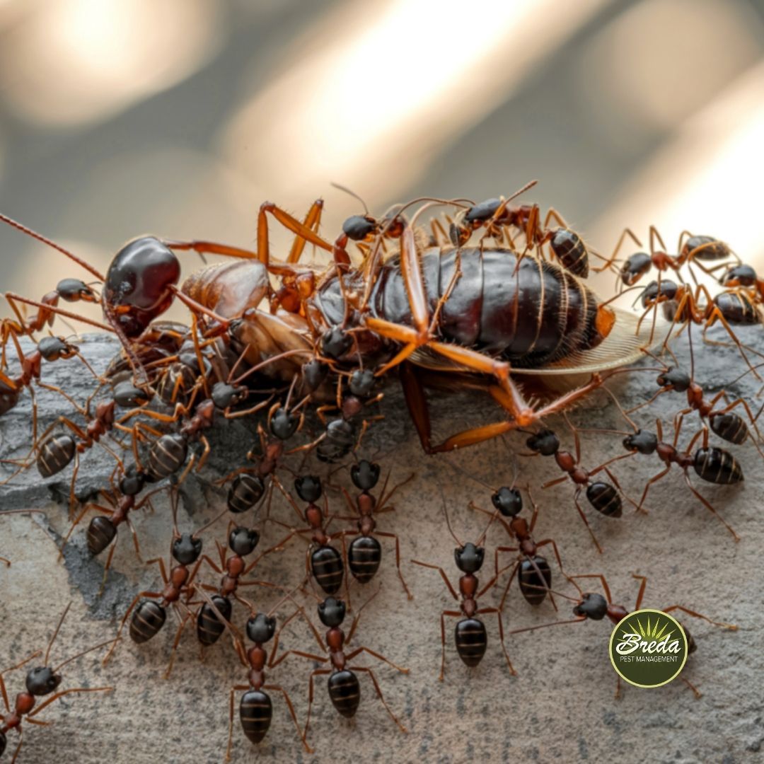 ants eating a cockroach carcass winter cockroach control in Georgia