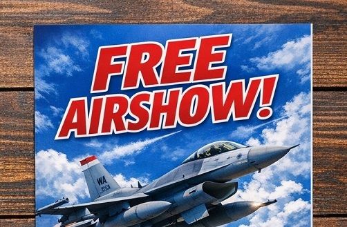 A flyer for an Airshow showing a white strip along its right edge due to insufficient bleed setup.