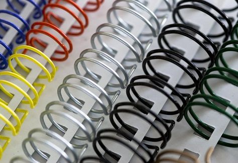 Wire-O binding spines shown in various colors