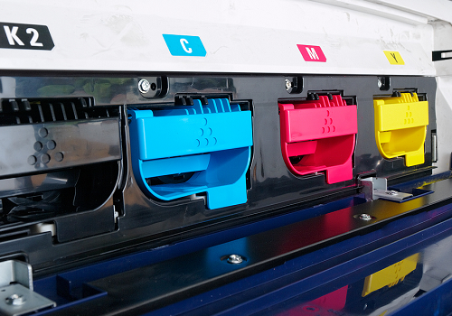 Black, Cyan, Magenta, and Yellow Toner Cartridges of a Digital Printing Press