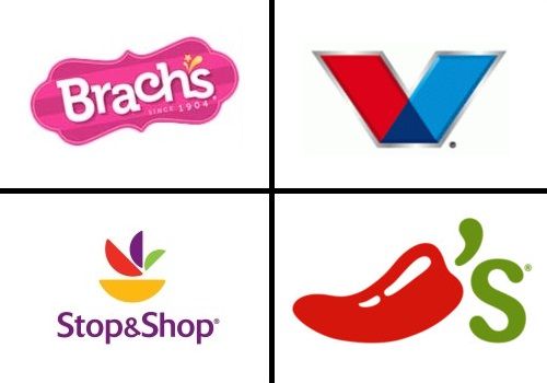 A 2x2 grid displaying four examples of company logos