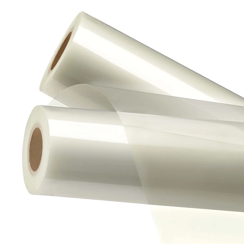 Two rolls of plastic film used for laminating print project