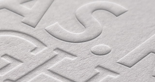 Embossed text and Debossed text on white paper