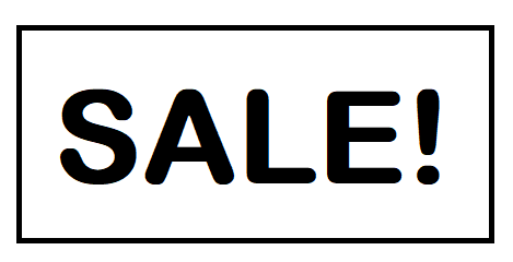 The word SALE printed in black ink 