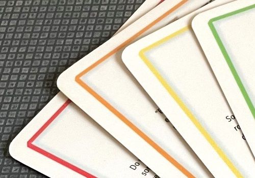 Four printed cards with rounded corners