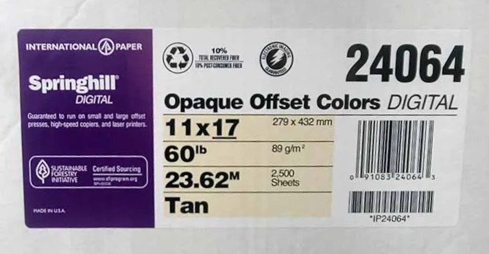 A label on cut size paper showing the long grain designation