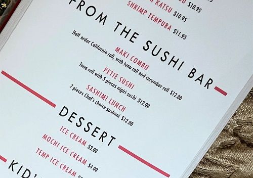 A restaurant menu with a Matte Laminate applied