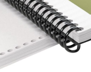 A close-up of a Spiral Binding spine