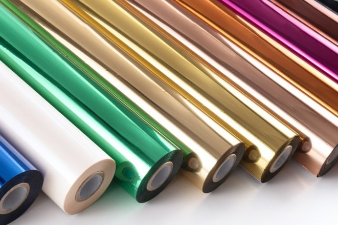 Multiple rolls of colorful foil