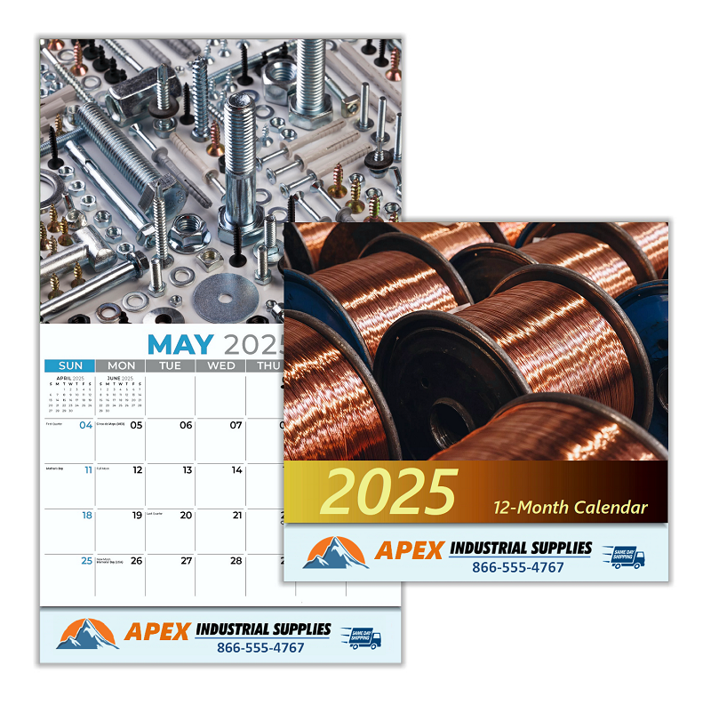 A branded wall calendar from an Industrial Supply Company