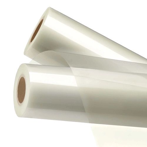 Two rolls of plastic film used for laminating print projects