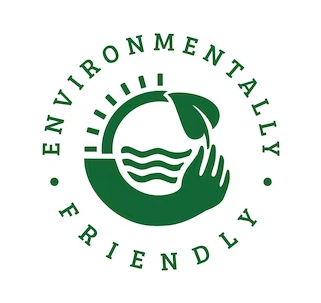 Green Logo that says Environmentally Friendly