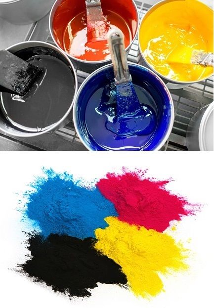 Liquid CMYK ink compared to Powdered CMYK toner for commercial printing