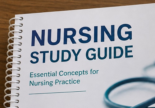 A nursing study guide with white spiral binding