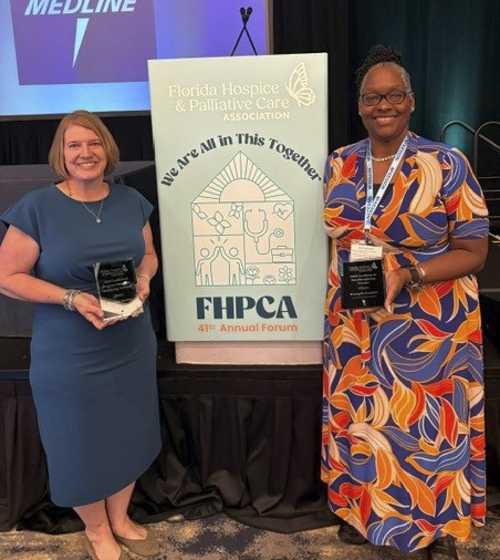 Stacy Groff and Deangelis Brandon of Empath Health recognized during the Florida Hospice & Palliative Care Association Awards of Excellence.