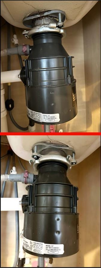 Before and After Garbage Disposal Repair with Estes Plumbing Services