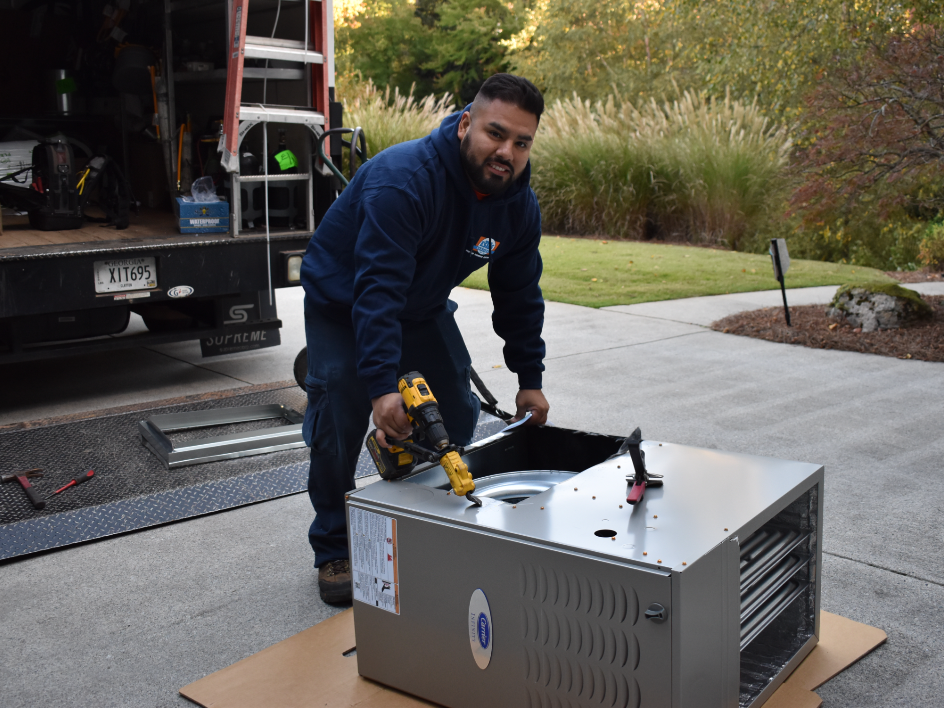 Estes Services Installing a new Carrier Unit in Metro Atlanta