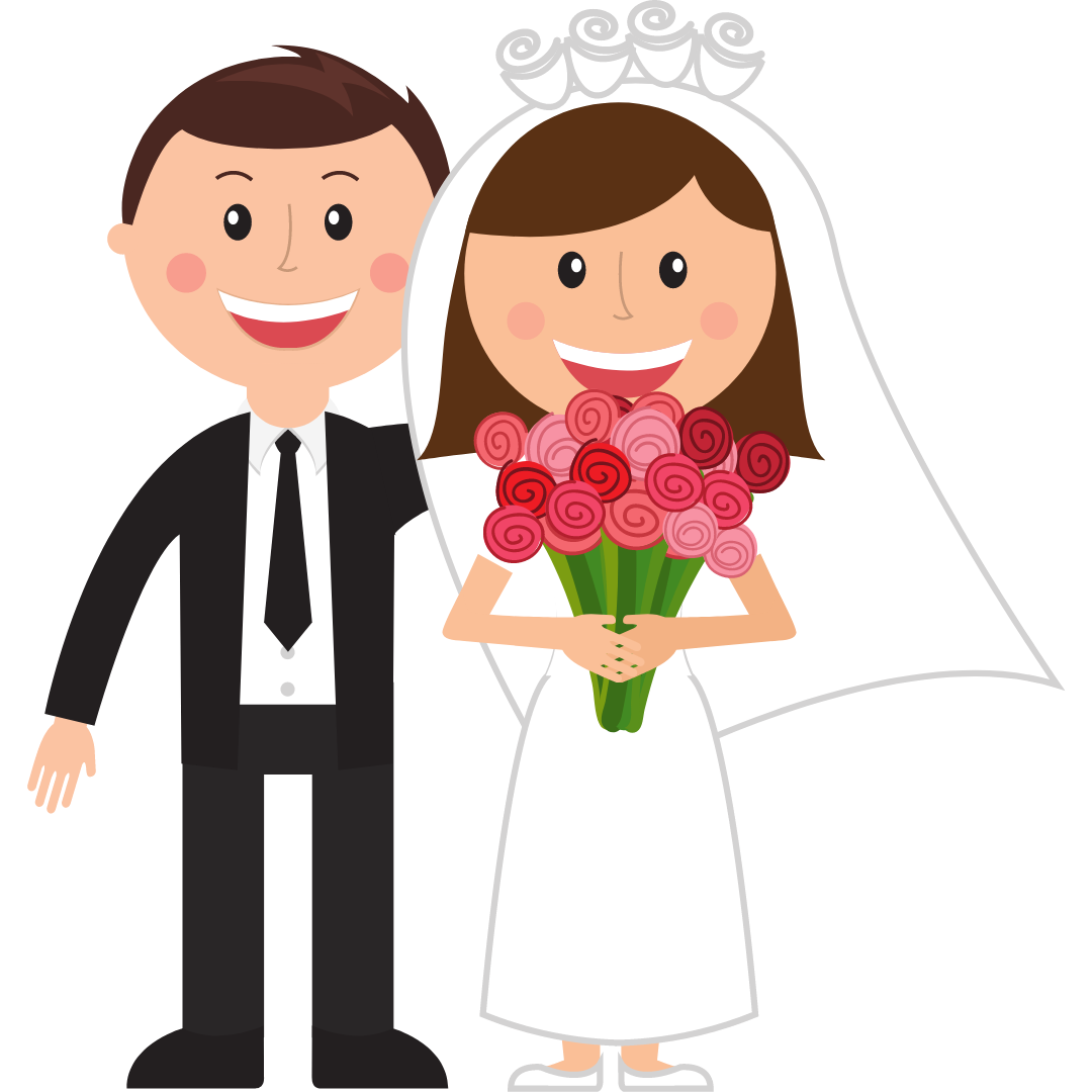 Graphic of man and woman on wedding day