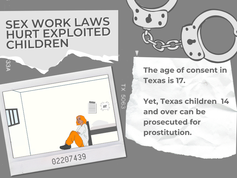 Graphic about how criminalization of sex work exploits children
