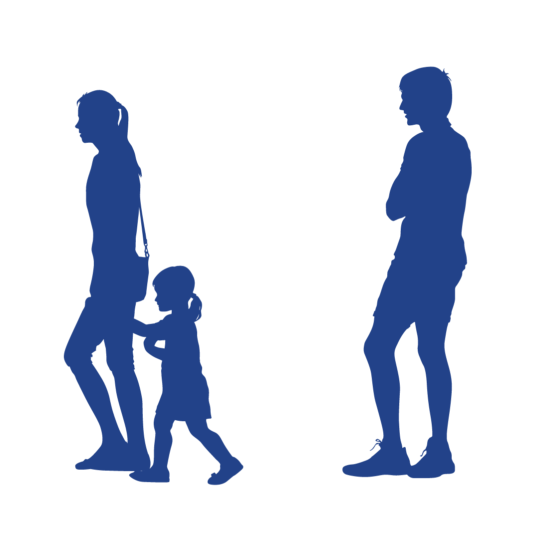 graphic of a mother with a child walking away from the father