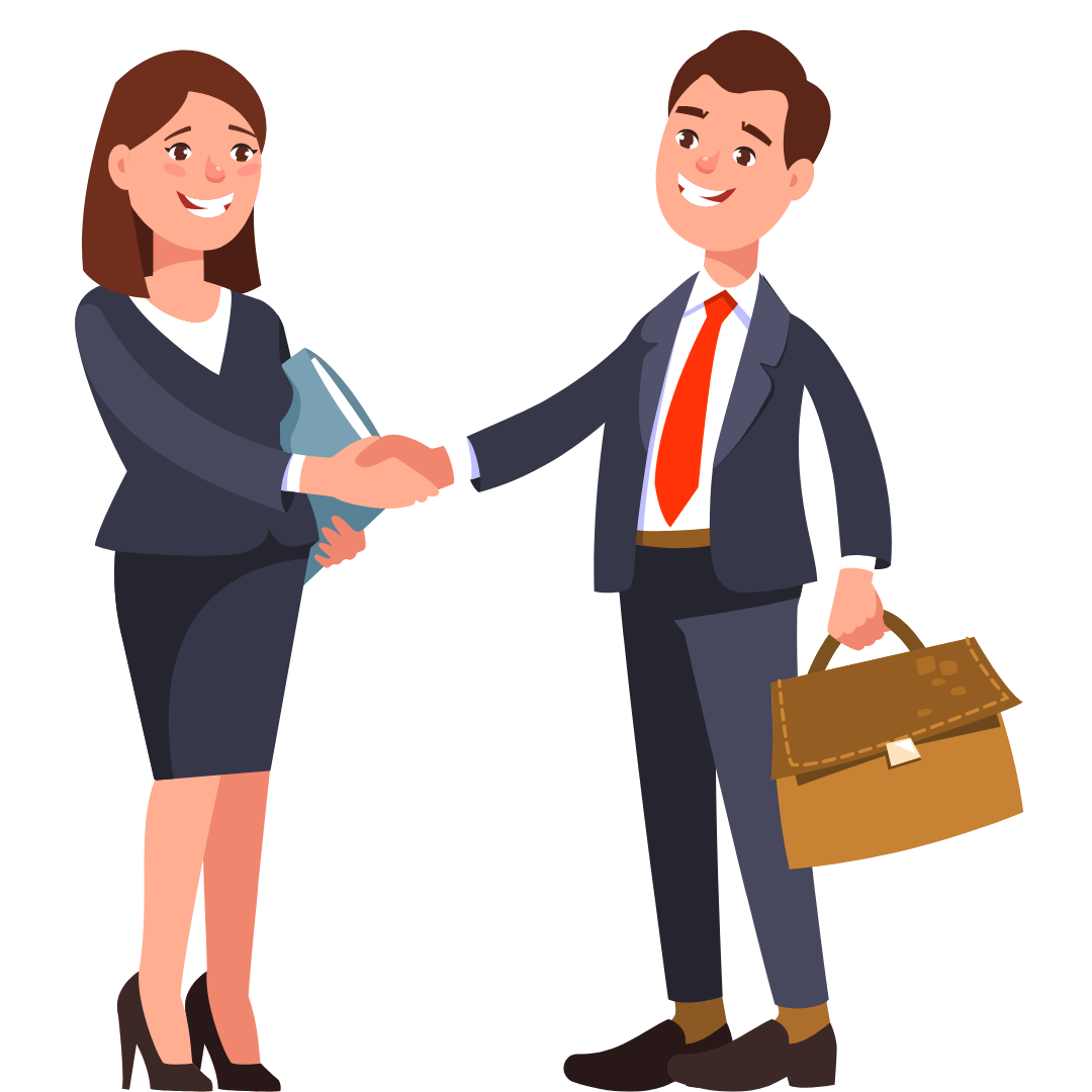 Graphic of business man shaking hand of woman