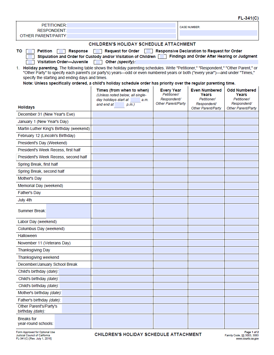 FL-341(c) form, page one