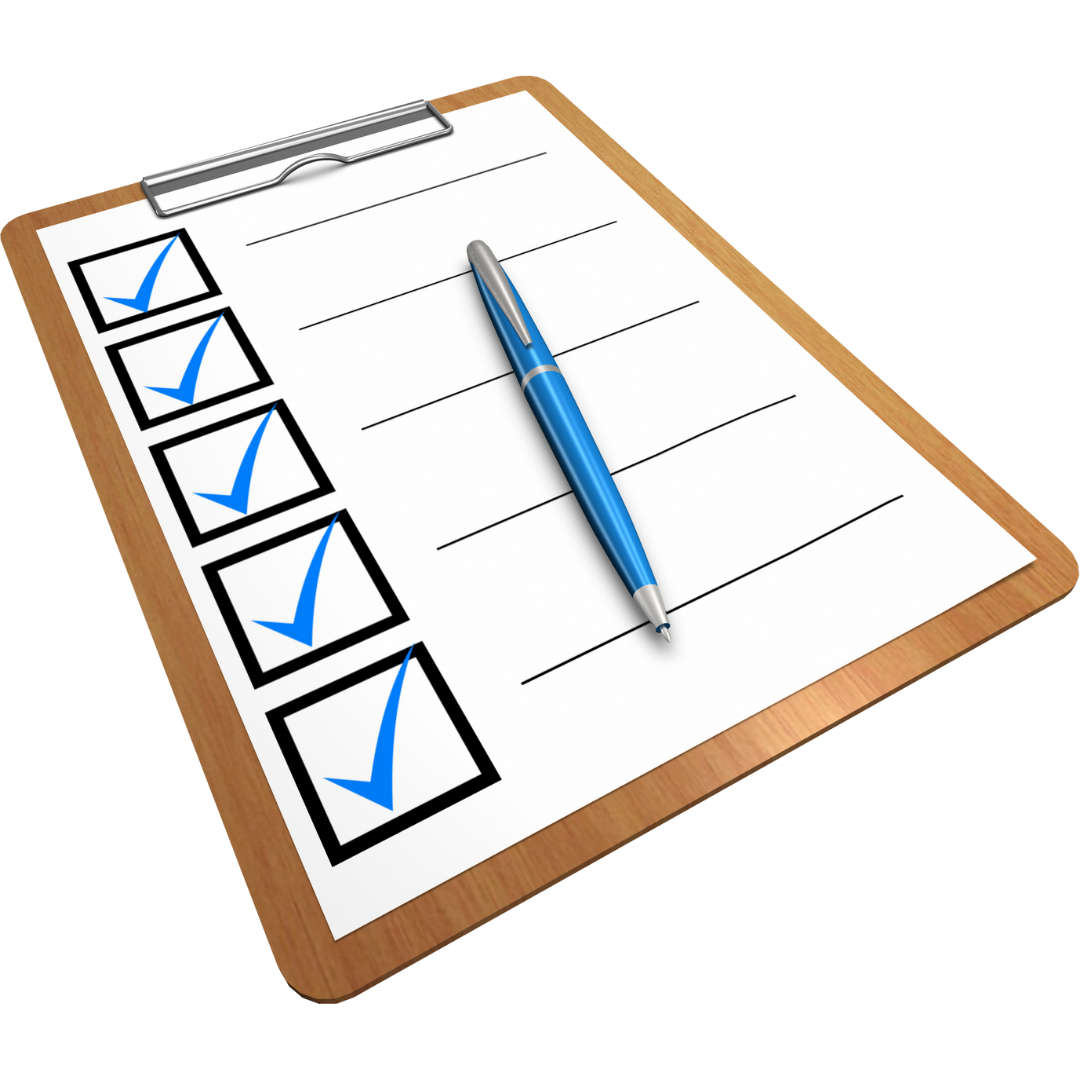 clipboard with checklist and pen