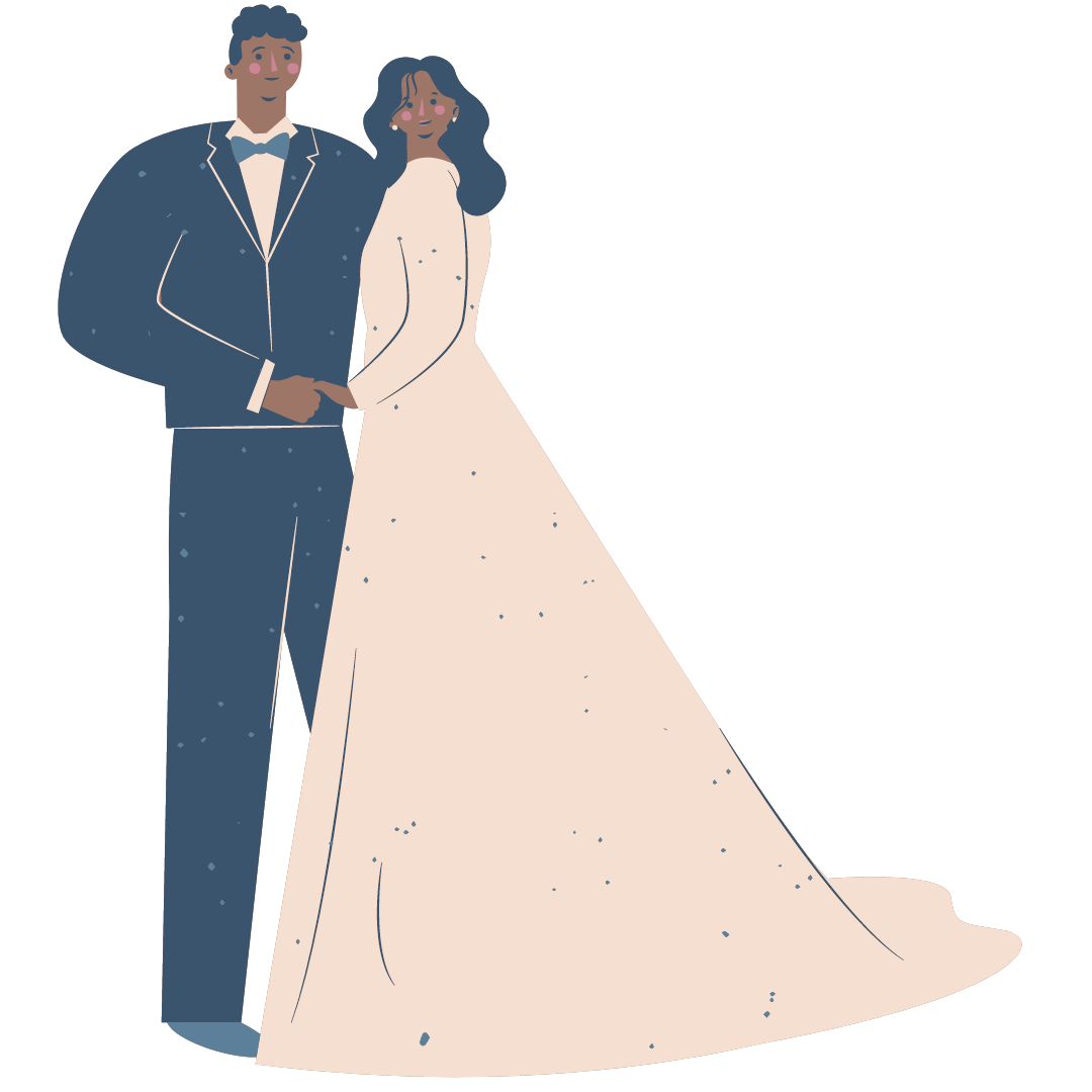 Graphic of man and woman in wedding attire