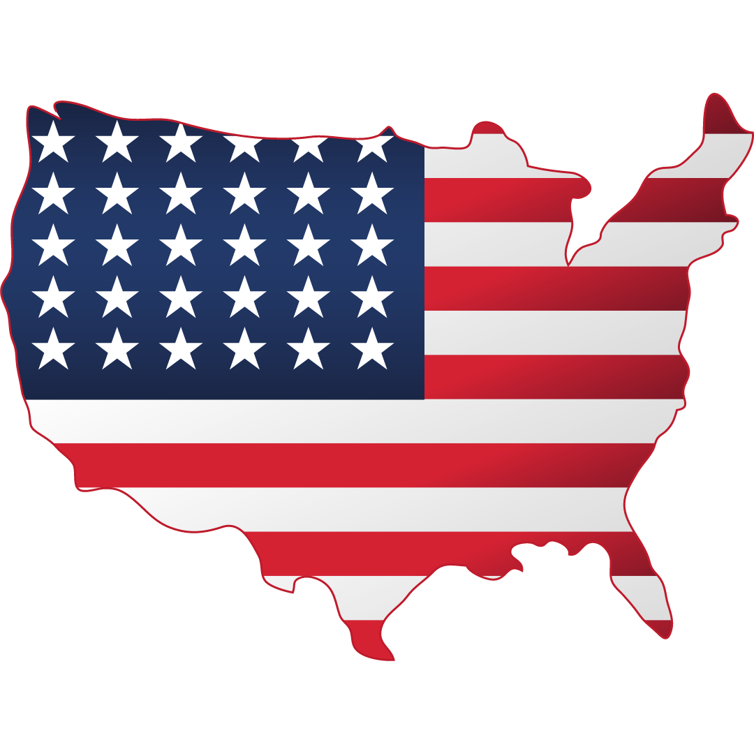United States flag on outline of United States map