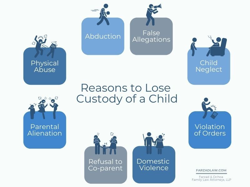 Graphic of different reasons to lose custody of child