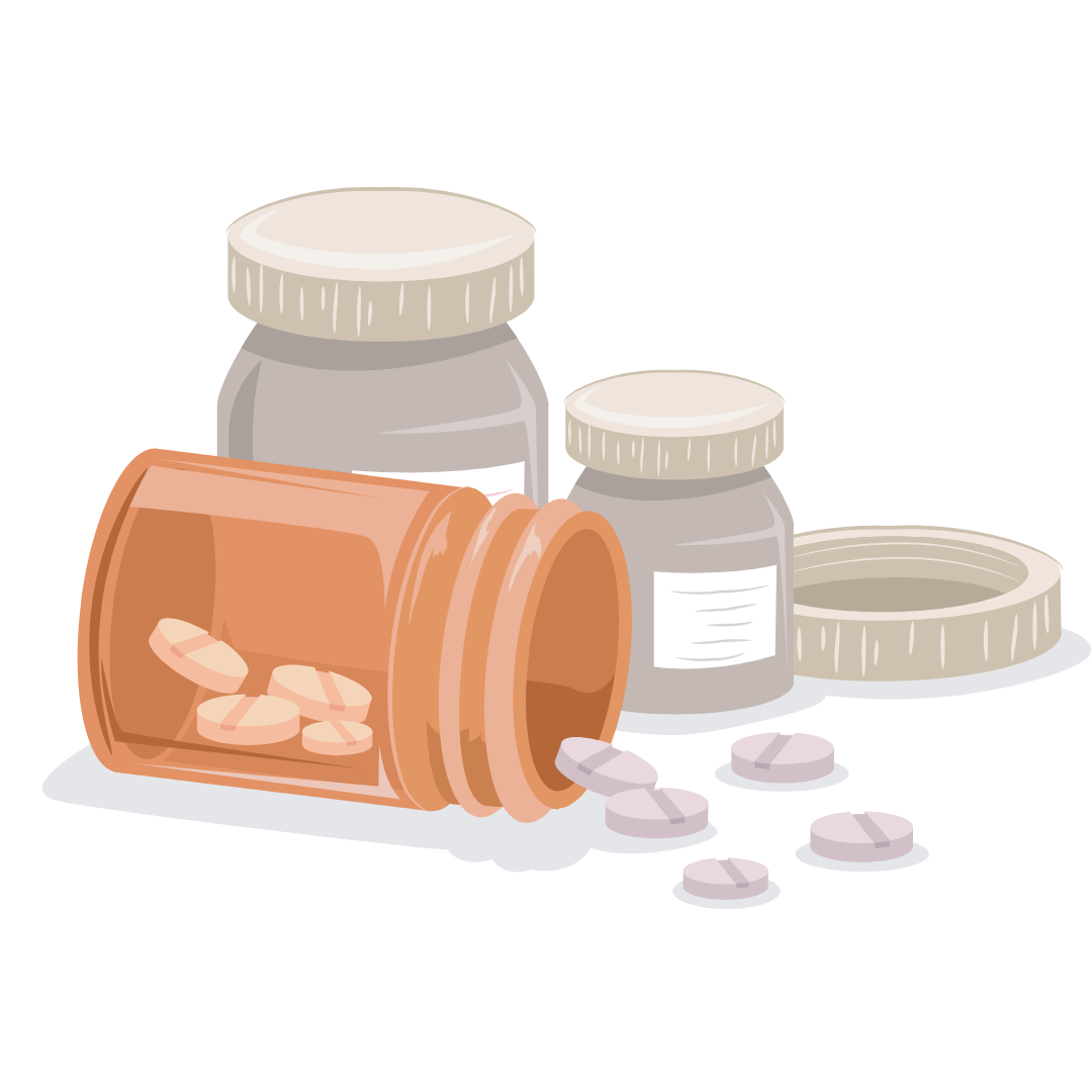 Graphic of open bottle of pills