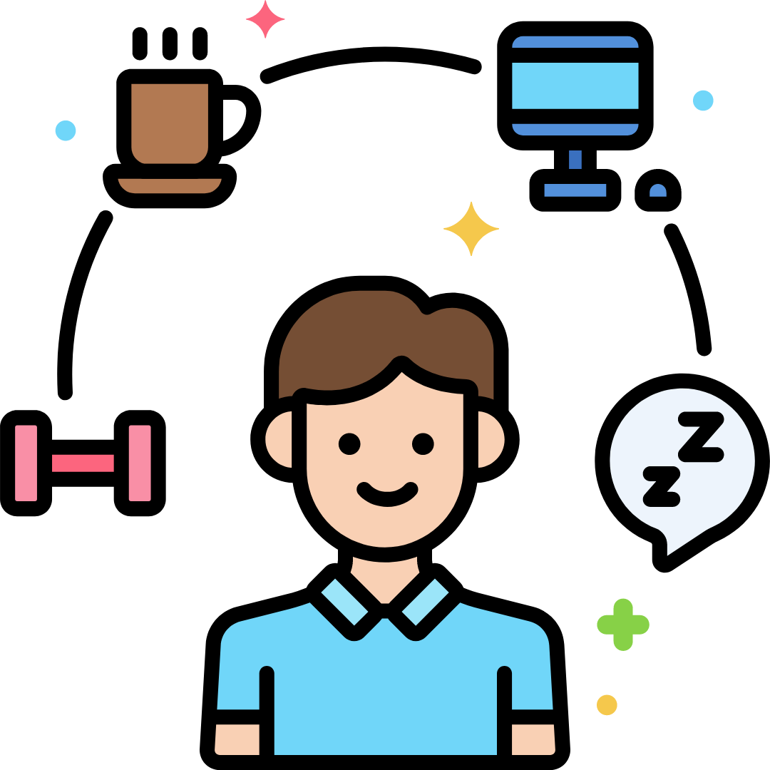 Graphic of man with routines