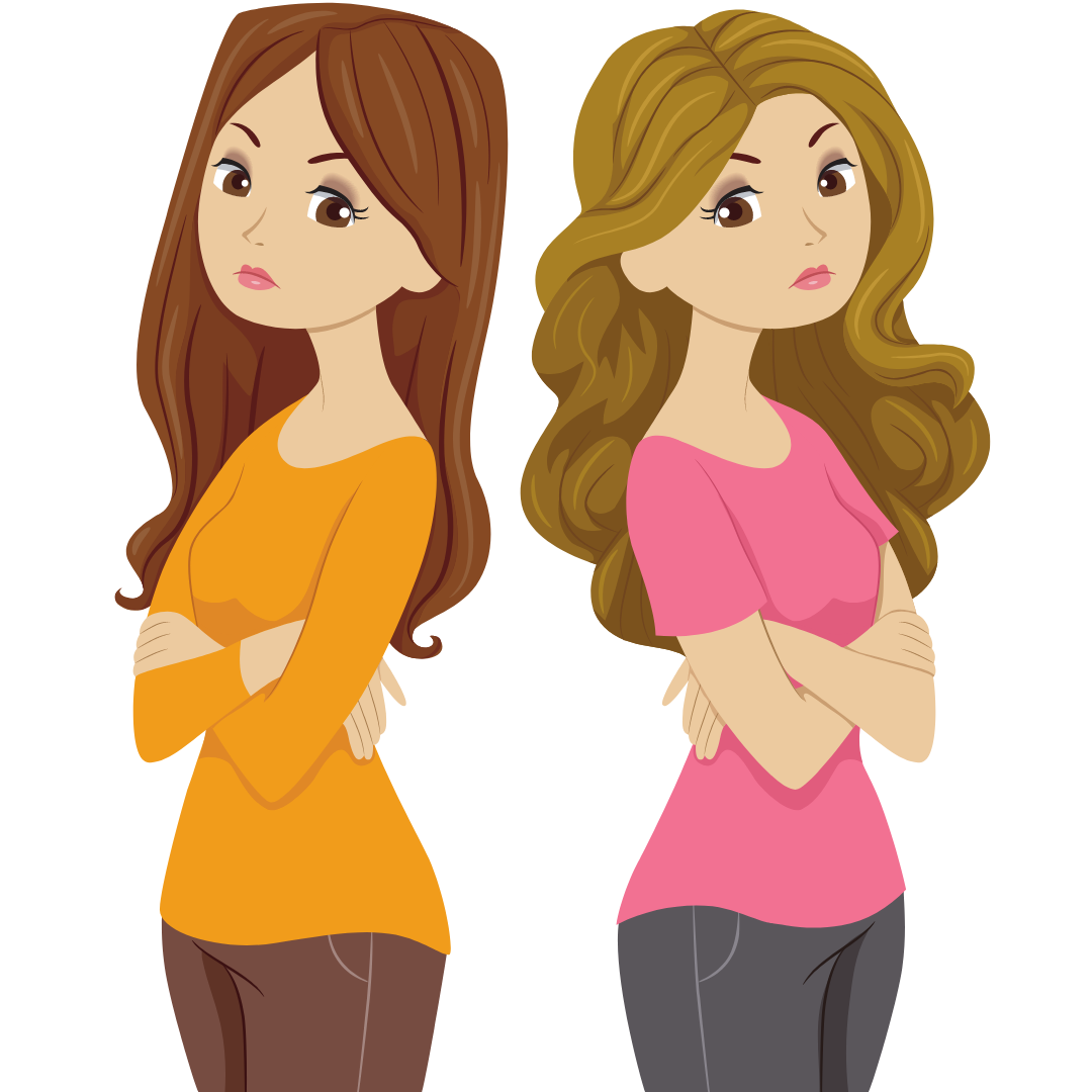 Graphic of two women not talking to each other
