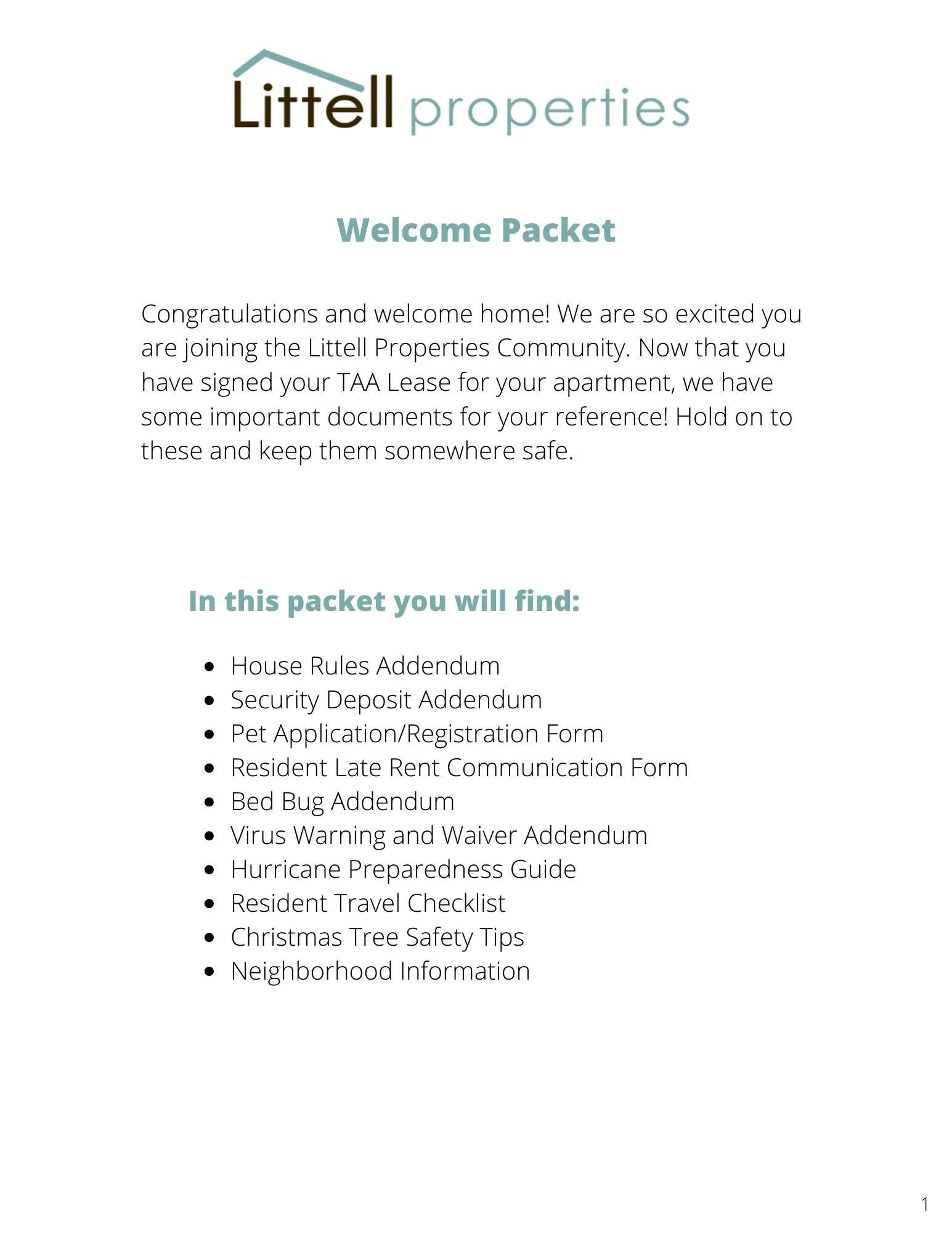 welcome packet
