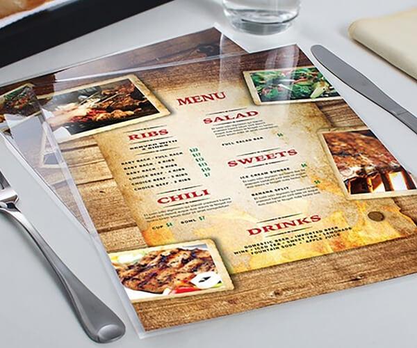 laminated menu