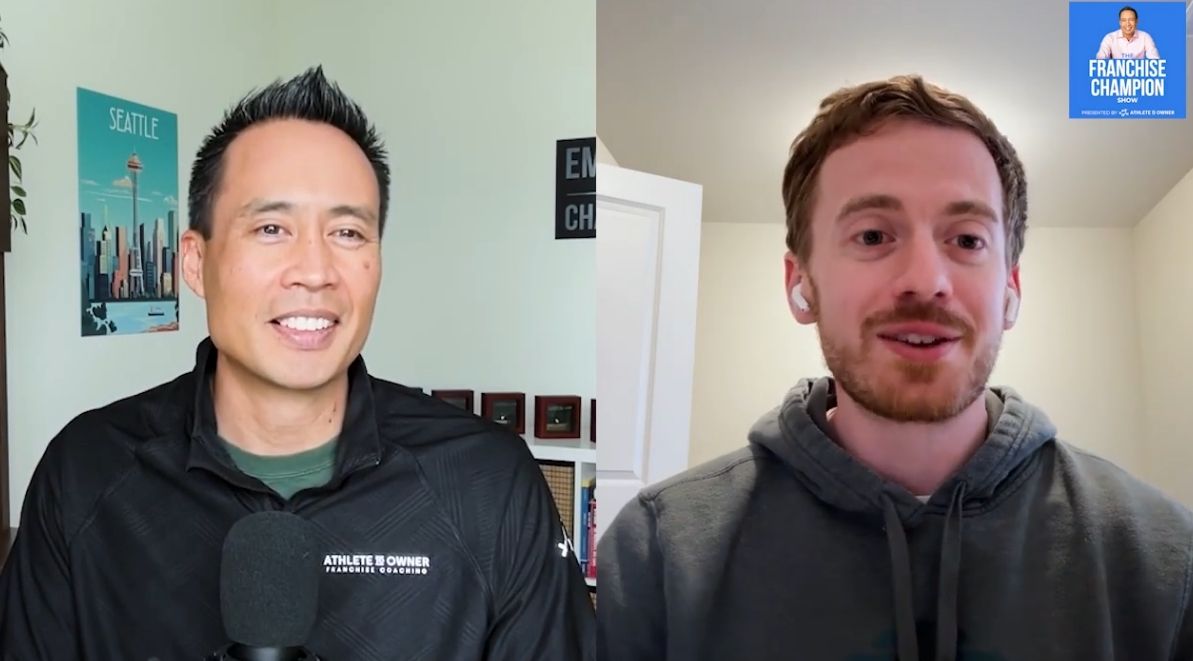 Host of The Franchise Champion Show, Alan Regala (left), and Sir Grout Brand Leader, Philip Gill