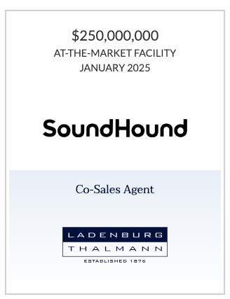 Ladenburg Acts as Sales Agent in $250 Million At-the-Market Offering for SoundHound AI, Inc.