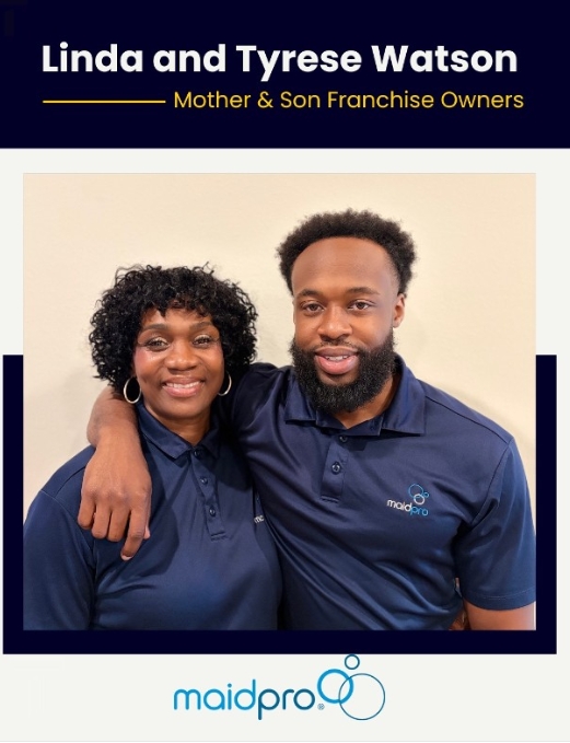 Linda Watson and her son Tyrese, MaidPro Franchisees in Saint Cloud, Florida.