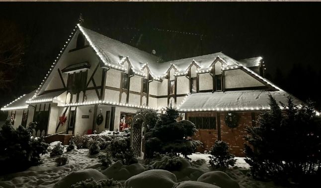 Holiday light installation by Men In Kilts Window Cleaning
