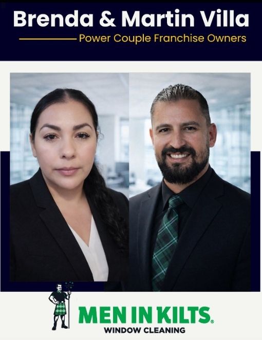 Brenda and Martín Villa Men In Kilts Window Cleaning franchise owners