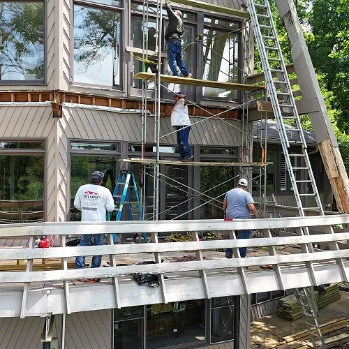 Renovation of multi-level deck structure by Nelson Exteriors in Marietta
