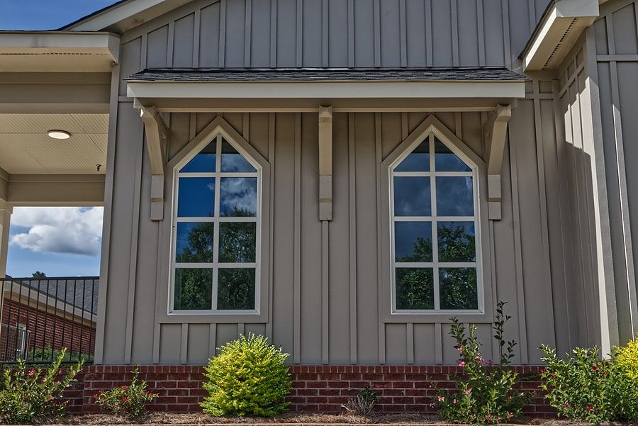 Gray Board and Batten Style Vertically placed on home exterior Nelson Exteriors in Atlanta, GA