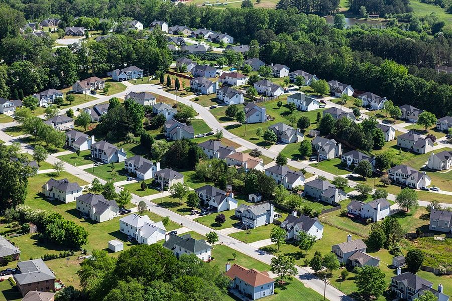 aerial view of homes with siding in atlanta