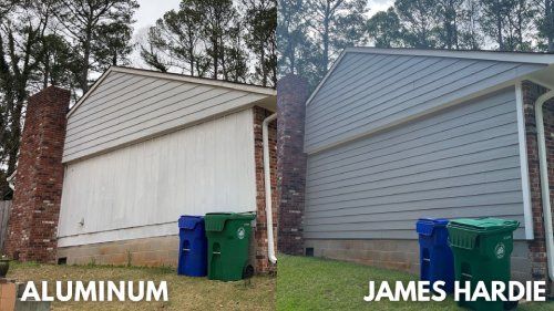 James Hardie vs aluminum siding comparison showing durability, appearance, and maintenance differences for modern homes by Nelson Exteriors | Siding Contractor & Exteriors Marietta