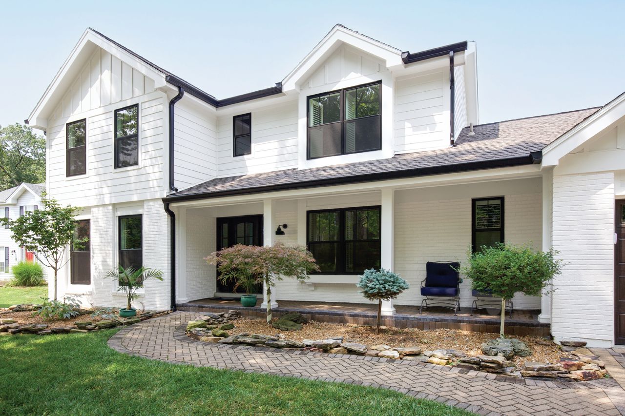 Black Infinity from Marvin Window frames on a modern farmhouse style home