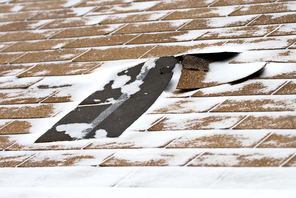 wind damaged shingles