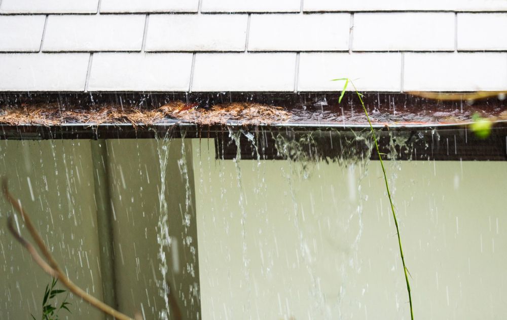 a clogged gutter is a common cause of roof leaks